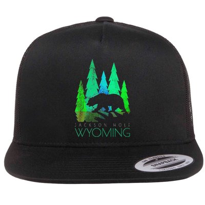 Jackson Hole Wyoming Bear And Trees Jackson Hole Flatbill Hat