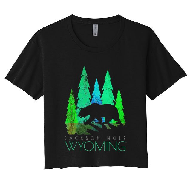 Jackson Hole Wyoming Bear And Trees Jackson Hole Crop Top