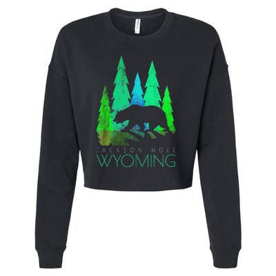 Jackson Hole Wyoming Bear And Trees Jackson Hole Cropped Pullover Crew