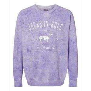 Jackson Hole Wyoming USA Estd 1892 with Elk Souvenir Design Colorblast Crewneck Sweatshirt