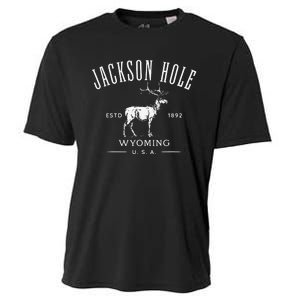 Jackson Hole Wyoming USA Estd 1892 with Elk Souvenir Design Cooling Performance Crew T-Shirt