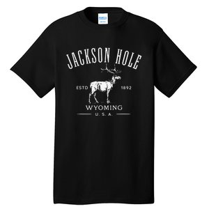 Jackson Hole Wyoming USA Estd 1892 with Elk Souvenir Design Tall T-Shirt