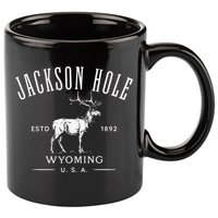 Jackson Hole Wyoming USA Estd 1892 with Elk Souvenir Design 11oz C Handle Ceramic Mug