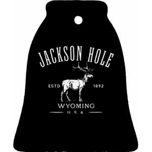 Jackson Hole Wyoming USA Estd 1892 with Elk Souvenir Design Ceramic Bell Ornament