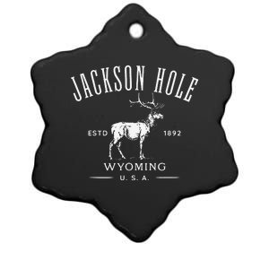 Jackson Hole Wyoming USA Estd 1892 with Elk Souvenir Design Ceramic Star Ornament