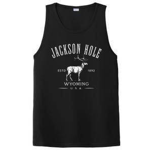 Jackson Hole Wyoming USA Estd 1892 with Elk Souvenir Design PosiCharge Competitor Tank