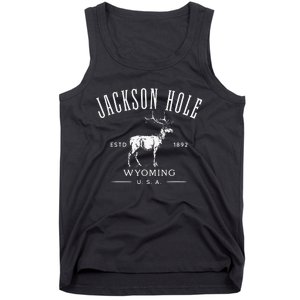 Jackson Hole Wyoming USA Estd 1892 with Elk Souvenir Design Tank Top