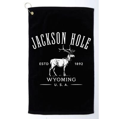 Jackson Hole Wyoming USA Estd 1892 with Elk Souvenir Design Golf Towel