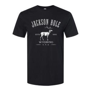 Jackson Hole Wyoming USA Estd 1892 with Elk Souvenir Design Softstyle CVC T-Shirt