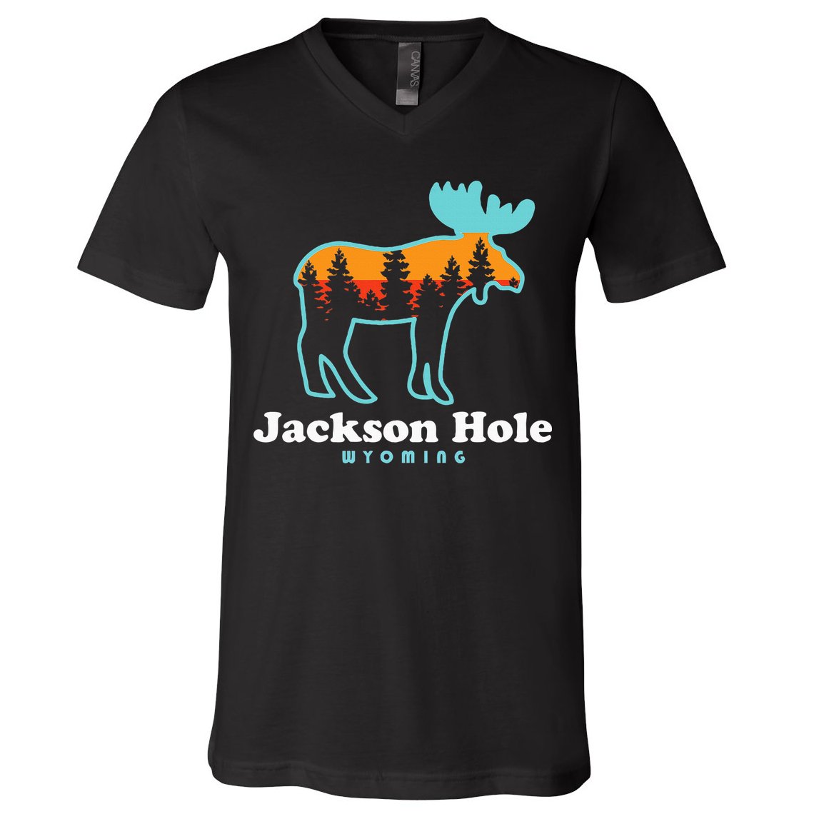Jackson Hole Wyoming Moose Mountains Grand Tetons V-Neck T-Shirt
