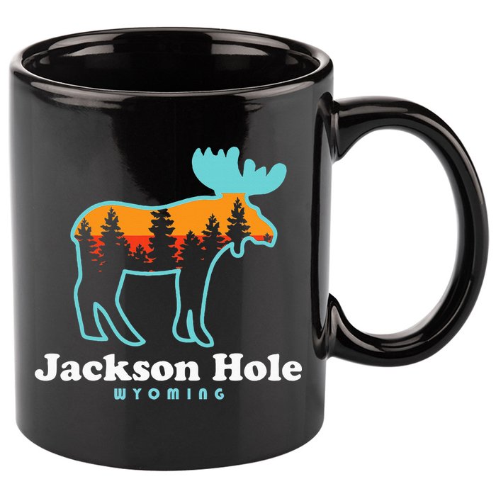 Jackson Hole Wyoming Moose Mountains Grand Tetons 11oz C Handle Ceramic Mug