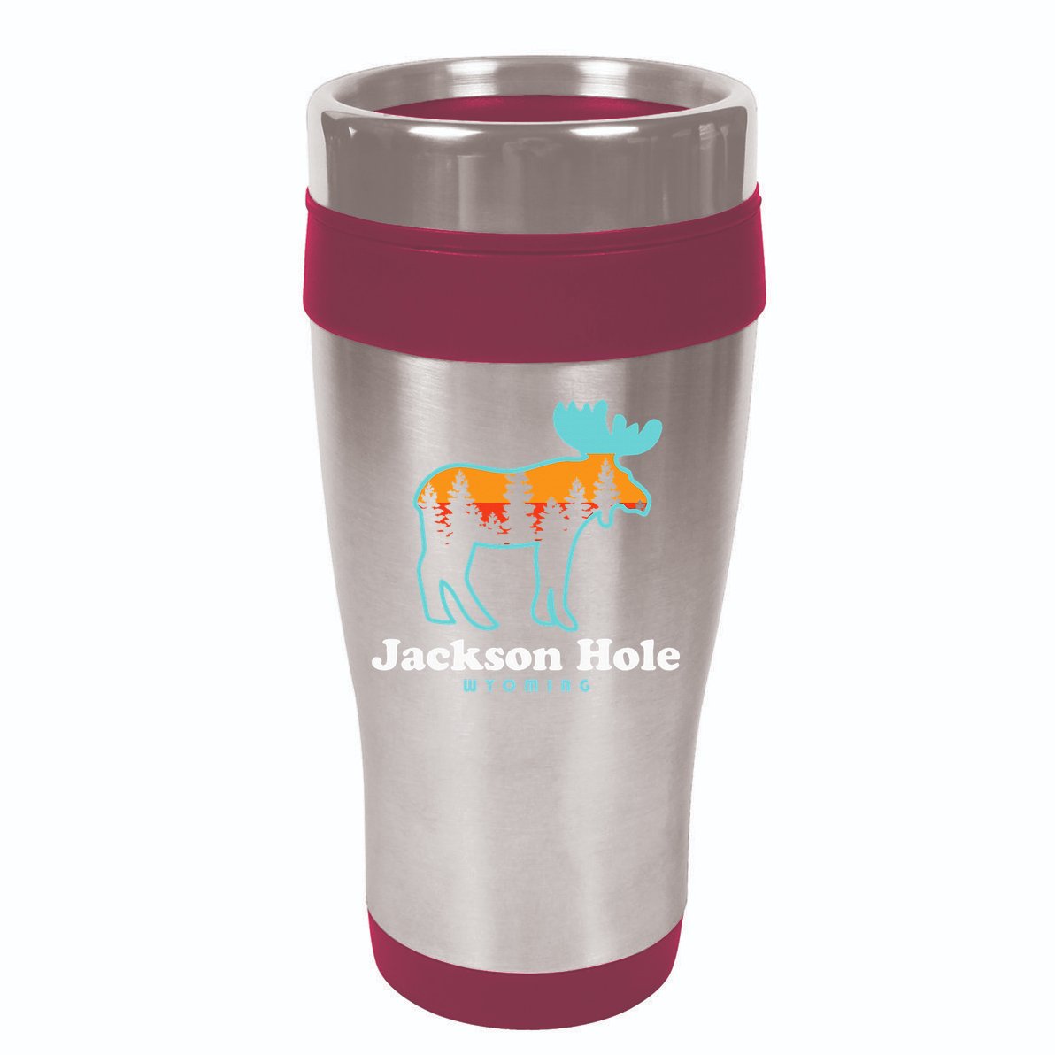 Jackson Hole Wyoming Moose Mountains Grand Tetons 16oz Travel Tumbler