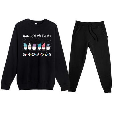 Just Hanging With My Christmas Gnomies Gift Premium Crewneck Sweatsuit Set