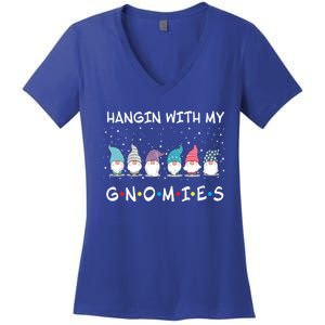 Just Hanging With My Christmas Gnomies Gift Women's V-Neck T-Shirt