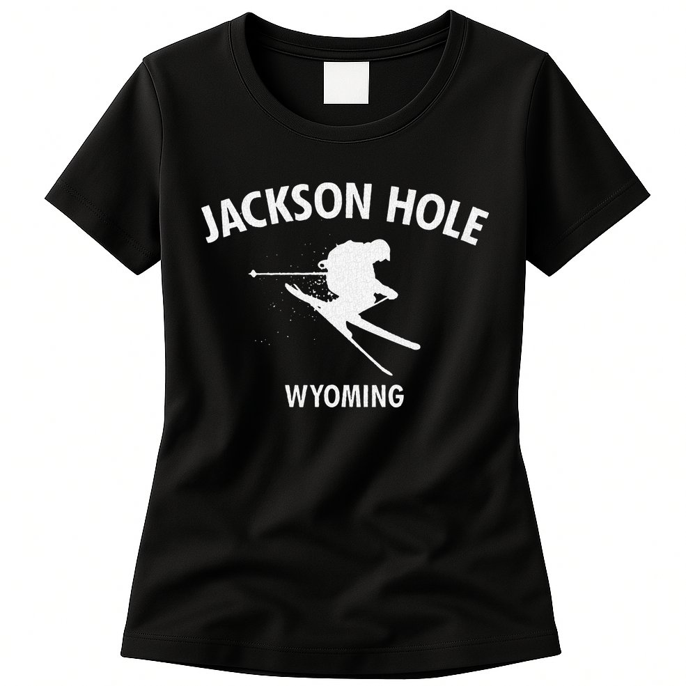 Jackson Hole Wyoming Skiing Womens T-Shirt