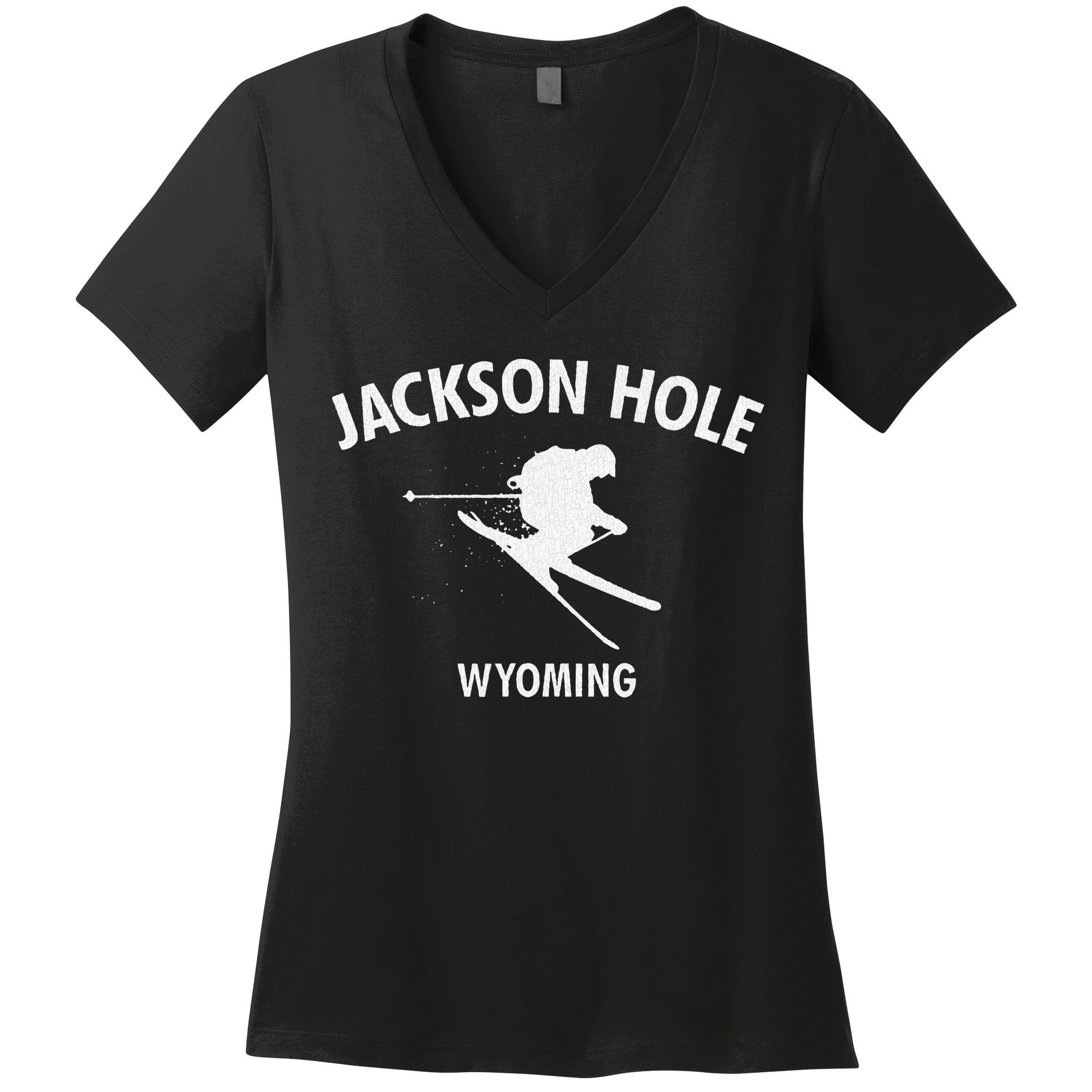 Jackson Hole Wyoming Skiing Women's V-Neck T-Shirt