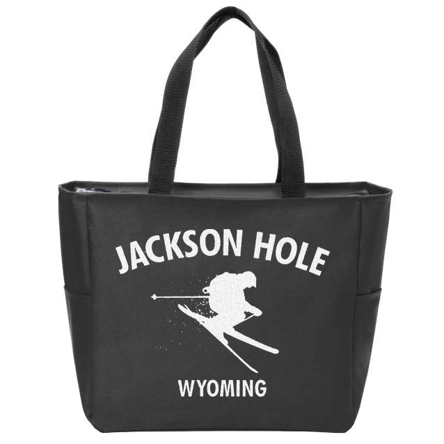 Jackson Hole Wyoming Skiing Zip Tote Bag