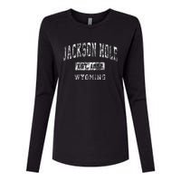 Jackson Hole Wyoming Wy Vintage Established Sports Womens Cotton Relaxed Long Sleeve T-Shirt