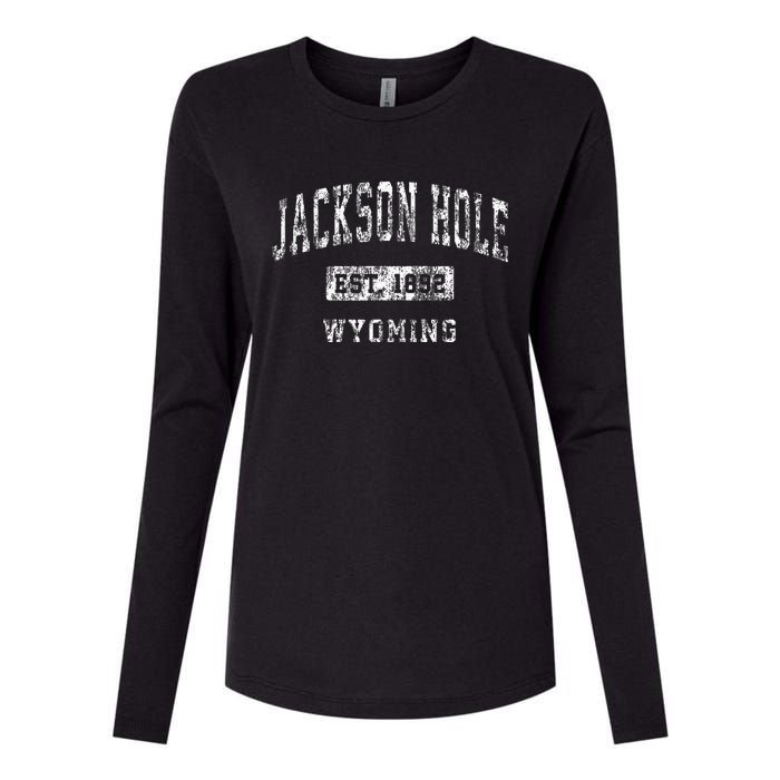 Jackson Hole Wyoming Wy Vintage Established Sports Womens Cotton Relaxed Long Sleeve T-Shirt