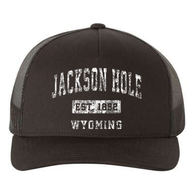 Jackson Hole Wyoming Wy Vintage Established Sports Yupoong Adult 5-Panel Trucker Hat