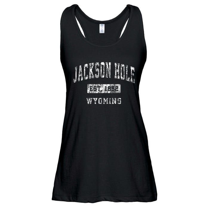 Jackson Hole Wyoming Wy Vintage Established Sports Ladies Essential Flowy Tank