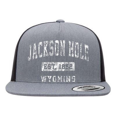 Jackson Hole Wyoming Wy Vintage Established Sports Flat Bill Trucker Hat