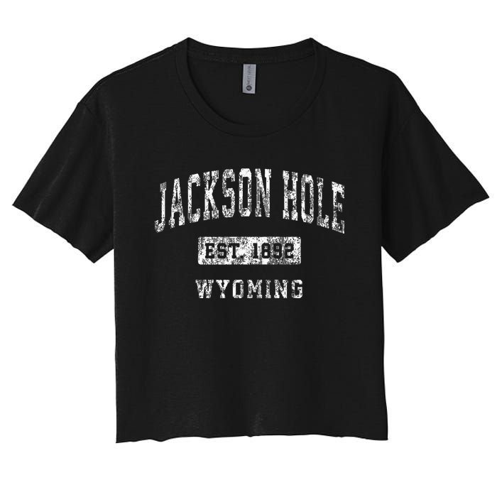 Jackson Hole Wyoming Wy Vintage Established Sports Women's Crop Top Tee