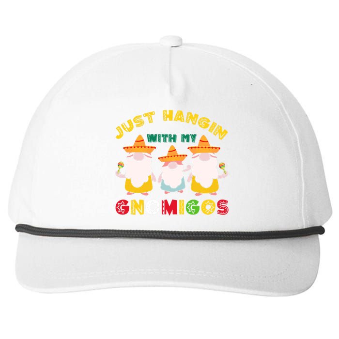 Just Hanging With My Gnomigos Mexican Pride Cinco De Mayo Snapback Five-Panel Rope Hat