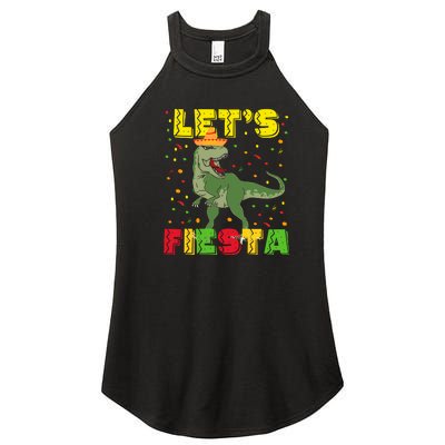 Kids Let's Fiesta Mexican Dino Trex Cinco De Mayo Toddler Boys Women’s Perfect Tri Rocker Tank