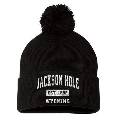 Jackson Hole Wyoming Wy Vintage Established Sports Pom Pom 12in Knit Beanie