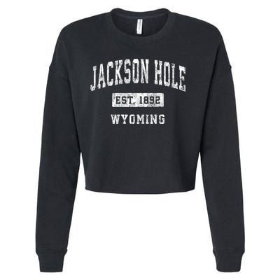 Jackson Hole Wyoming Wy Vintage Established Sports Cropped Pullover Crew