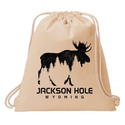 Jackson Hole Wyoming Vintage Moose Souvenir Pride Drawstring Bag
