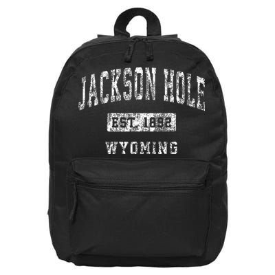 Jackson Hole Wyoming WY Vintage Established Sports Design 16 in Basic Backpack