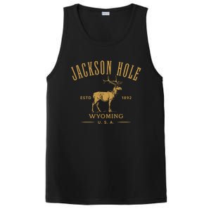 Jackson Hole Wyoming USA Estd 1892 with Elk Souvenir Design PosiCharge Competitor Tank