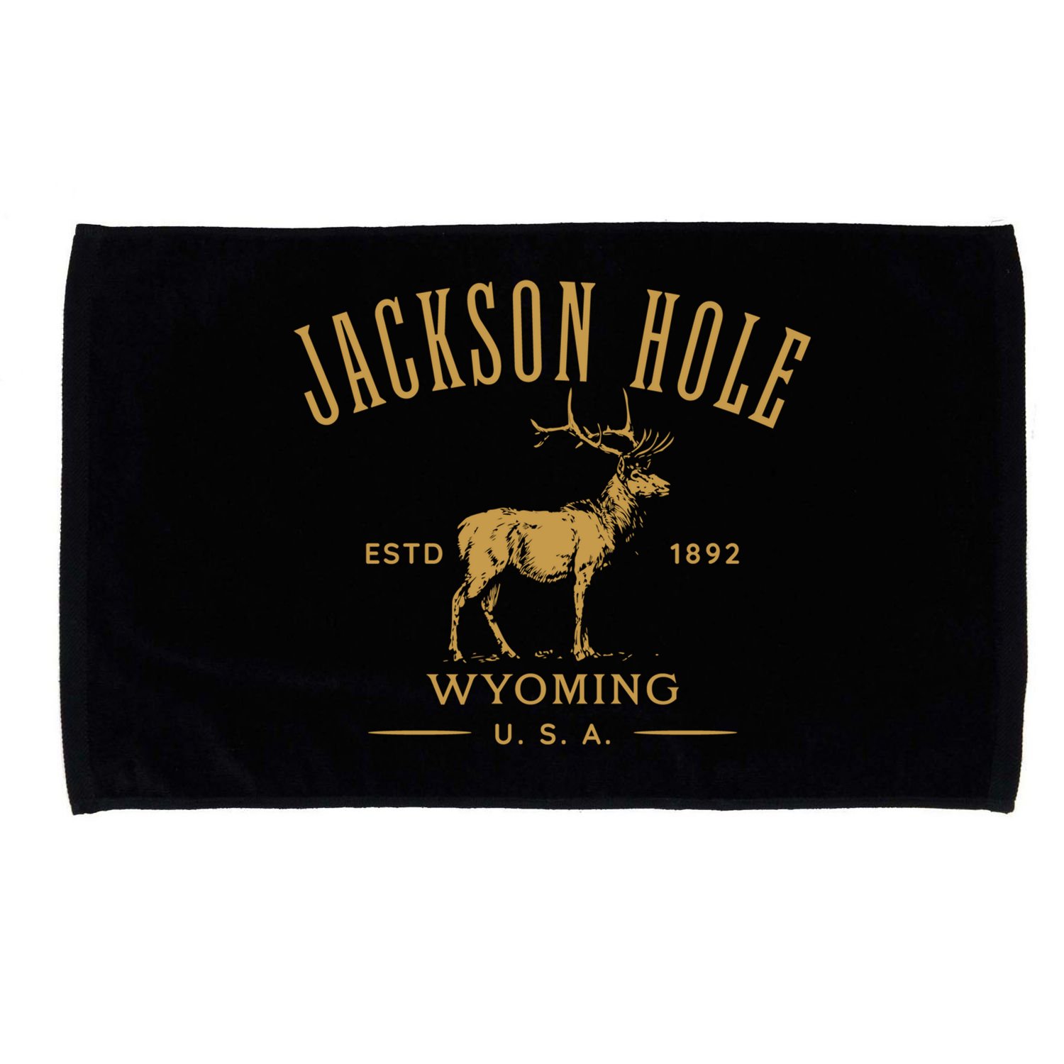 Jackson Hole Wyoming USA Estd 1892 with Elk Souvenir Design Microfiber Hand Towel