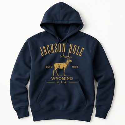 Jackson Hole Wyoming USA Estd 1892 with Elk Souvenir Design Hoodie