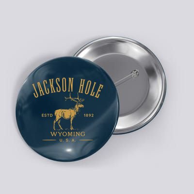 Jackson Hole Wyoming USA Estd 1892 with Elk Souvenir Design Button