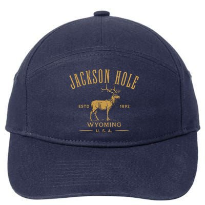 Jackson Hole Wyoming USA Estd 1892 with Elk Souvenir Design 7-Panel Snapback Hat