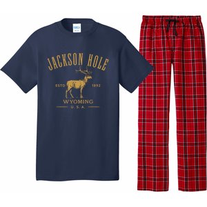 Jackson Hole Wyoming USA Estd 1892 with Elk Souvenir Design Pajama Set