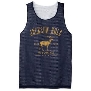 Jackson Hole Wyoming USA Estd 1892 with Elk Souvenir Design Mesh Reversible Basketball Jersey Tank