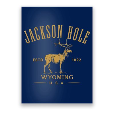 Jackson Hole Wyoming USA Estd 1892 with Elk Souvenir Design Poster