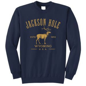 Jackson Hole Wyoming USA Estd 1892 with Elk Souvenir Design Tall Sweatshirt