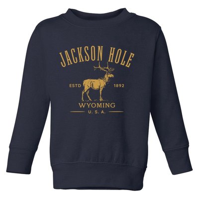 Jackson Hole Wyoming USA Estd 1892 with Elk Souvenir Design Toddler Sweatshirt