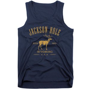 Jackson Hole Wyoming USA Estd 1892 with Elk Souvenir Design Tank Top