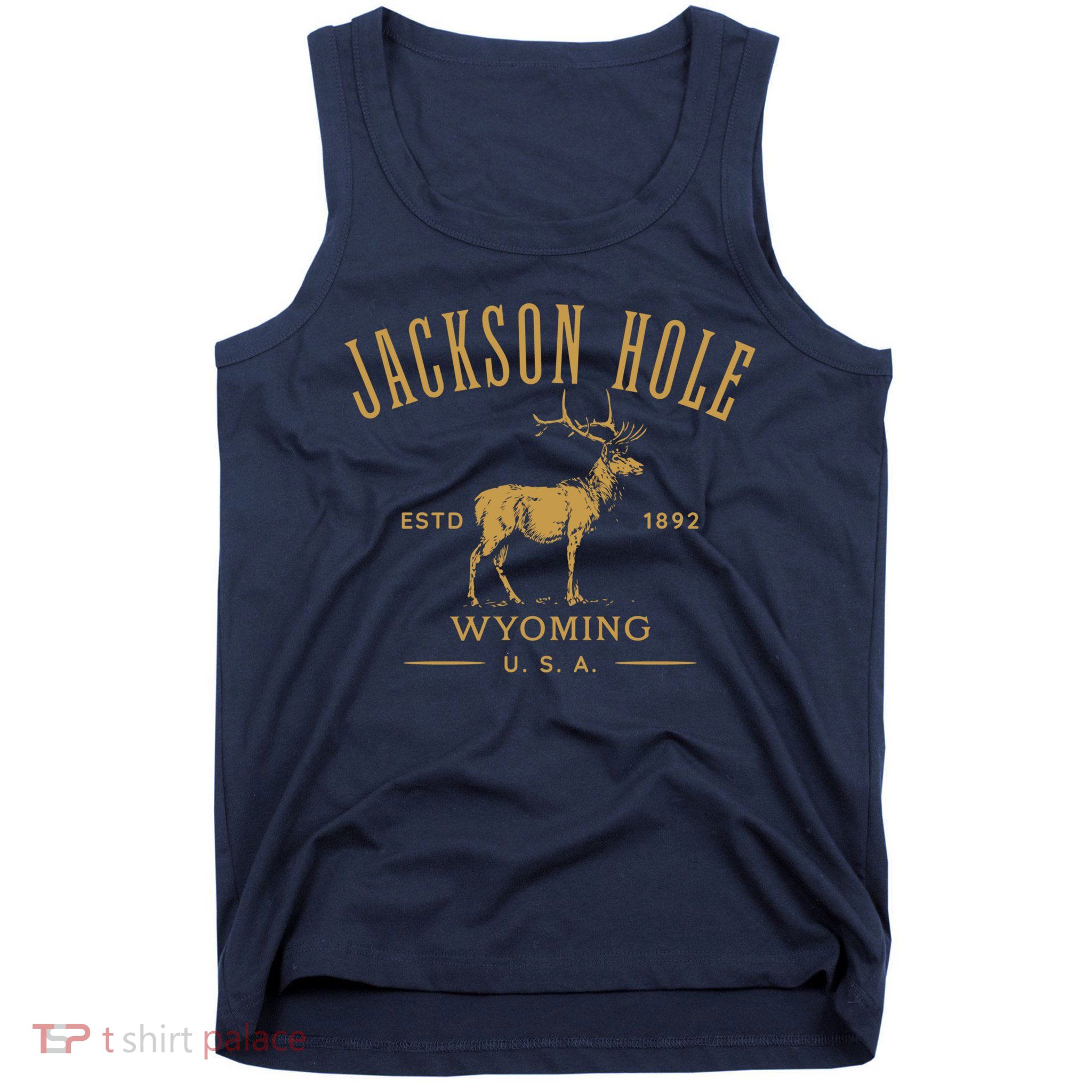 Jackson Hole Wyoming USA Estd 1892 with Elk Souvenir Design Tank Top