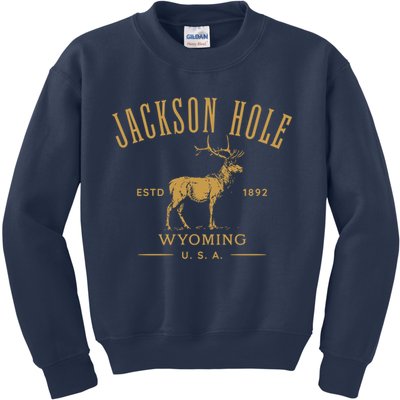 Jackson Hole Wyoming USA Estd 1892 with Elk Souvenir Design Kids Sweatshirt