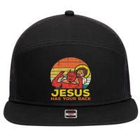 Jesus Has Your Back Jiu Jitsu Retro Christian Women 7 Panel Mesh Trucker Snapback Hat