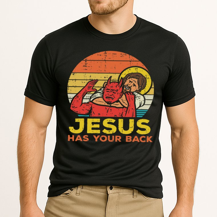 Jesus Has Your Back Jiu Jitsu Retro Christian Women Cooling Performance Crew T-Shirt