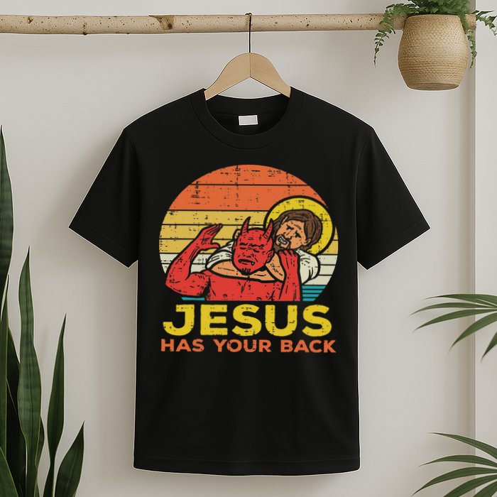 Jesus Has Your Back Jiu Jitsu Retro Christian Women T-Shirt