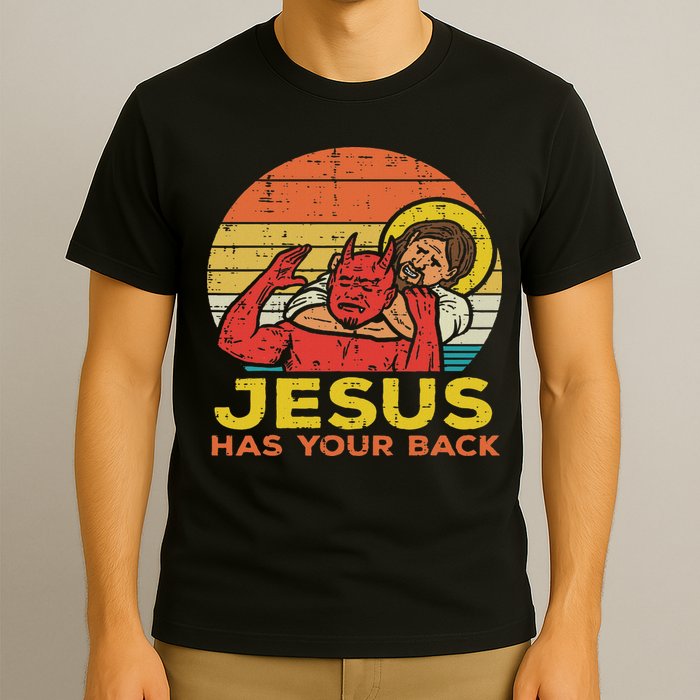 Jesus Has Your Back Jiu Jitsu Retro Christian Women T-Shirt